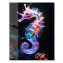 Majestic Neon Seahorse Glass Wall Art – Glowing Ocean Fantasy UV Printed Decor-KAFCD158