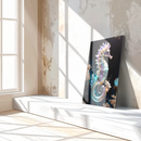 Elegant Celestial Seahorse Glass Wall Art – Cosmic UV Print Underwater Decor-KAFCD159