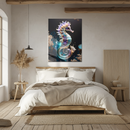 Elegant Celestial Seahorse Glass Wall Art – Cosmic UV Print Underwater Decor-KAFCD159