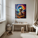 Psychedelic Skeleton Glass Wall Art – Trippy UV Print Colorful Cosmic Skull Design-KAFCD160