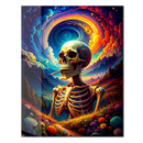 Psychedelic Skeleton Glass Wall Art – Trippy UV Print Colorful Cosmic Skull Design-KAFCD160
