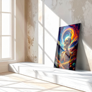 Psychedelic Skeleton Glass Wall Art – Trippy UV Print Colorful Cosmic Skull Design-KAFCD160
