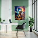 Psychedelic Skeleton Glass Wall Art – Trippy UV Print Colorful Cosmic Skull Design-KAFCD160