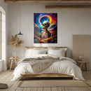 Psychedelic Skeleton Glass Wall Art – Trippy UV Print Colorful Cosmic Skull Design-KAFCD160