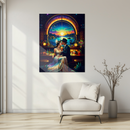 Romantic Couple in Bar Glass Wall Art – Sunset View UV Printed Vintage Love Scene-KAFCD161