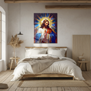 Jesus Christ Praying UV Glass Wall Art – Religious Christian Tempered Glass Print-KAFCD163