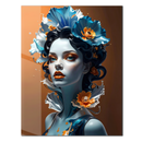 Elegant Blue Floral Woman Portrait UV Glass Wall Art – Artistic Feminine Modern Print-KAFCD164