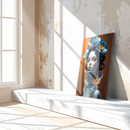 Elegant Blue Floral Woman Portrait UV Glass Wall Art – Artistic Feminine Modern Print-KAFCD164