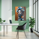 Elegant Blue Floral Woman Portrait UV Glass Wall Art – Artistic Feminine Modern Print-KAFCD164