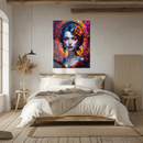 Fiery Autumn Woman Portrait UV Glass Wall Art – Vibrant Fantasy Female Glass Print-KAFCD165