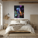 Neon Iguana UV Glass Wall Art – Futuristic Lizard in Glowing Jungle Print-KAFCD166
