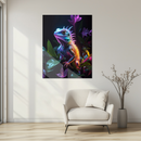 Neon Iguana UV Glass Wall Art – Futuristic Lizard in Glowing Jungle Print-KAFCD166