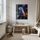 Neon Iguana UV Glass Wall Art – Futuristic Lizard in Glowing Jungle Print-KAFCD166