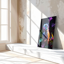 Neon Iguana UV Glass Wall Art – Futuristic Lizard in Glowing Jungle Print-KAFCD166
