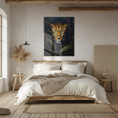 Leopard in Jungle UV Glass Wall Art – Intense Stare of a Wild Big Cat Print-KAFCD167