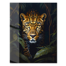 Leopard in Jungle UV Glass Wall Art – Intense Stare of a Wild Big Cat Print-KAFCD167