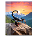 Scorpion on Rocky Cliff UV Glass Wall Art – Bold Insect Design at Sunset with Mountains-KAFCD168