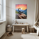 Scorpion on Rocky Cliff UV Glass Wall Art – Bold Insect Design at Sunset with Mountains-KAFCD168