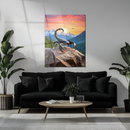 Scorpion on Rocky Cliff UV Glass Wall Art – Bold Insect Design at Sunset with Mountains-KAFCD168