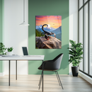 Scorpion on Rocky Cliff UV Glass Wall Art – Bold Insect Design at Sunset with Mountains-KAFCD168