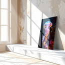 Glowing Jellyfish UV Glass Wall Art – Vibrant Underwater Scene with Bioluminescent Tentacles-KAFCD169