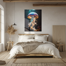 Elegant Jellyfish Glass Wall Art – UV Printed Deep Sea Creature with Flowing White Tentacles-KAFCD170