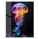 Colorful Jellyfish Glass Wall Art – UV Printed Deep Sea Design with Rainbow Tentacles-KAFCD171