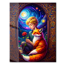 Little Prince and Fox Glass Wall Art – Starry Night UV Print on Tempered Glass-KAFCD174