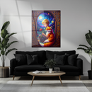 Little Prince and Fox Glass Wall Art – Starry Night UV Print on Tempered Glass-KAFCD174