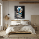 Elegant Blue Betta Fish Glass Wall Art – Flowing Fin UV Print on Tempered Glass-KAFCD175