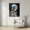 Elegant Blue Betta Fish Glass Wall Art – Flowing Fin UV Print on Tempered Glass-KAFCD175