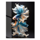 Elegant Blue Betta Fish Glass Wall Art – Flowing Fin UV Print on Tempered Glass-KAFCD175