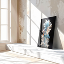 Elegant Blue Betta Fish Glass Wall Art – Flowing Fin UV Print on Tempered Glass-KAFCD175