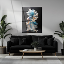 Elegant Blue Betta Fish Glass Wall Art – Flowing Fin UV Print on Tempered Glass-KAFCD175