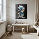Elegant Blue Betta Fish Glass Wall Art – Flowing Fin UV Print on Tempered Glass-KAFCD175