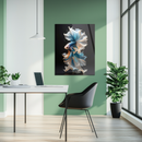 Elegant Blue Betta Fish Glass Wall Art – Flowing Fin UV Print on Tempered Glass-KAFCD175