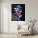 Graceful Betta Fish Glass Wall Art – Flowing Fins UV Print on Tempered Glass Panel-KAFCD176