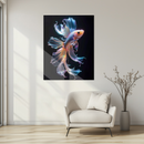 Colorful Betta Fish Glass Wall Art – Flowing Fins UV Print on Tempered Glass Panel-KAFCD177