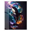 Vibrant Orca Whale Glass Wall Art – Color Splash UV Print on Tempered Glass Panel-KAFCD178