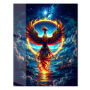 Fiery Phoenix Glass Wall Art – Rising Flame Bird UV Printed Tempered Glass Panel-KAFCD179