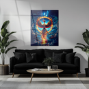 Fiery Phoenix Glass Wall Art – Rising Flame Bird UV Printed Tempered Glass Panel-KAFCD179