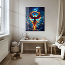 Fiery Phoenix Glass Wall Art – Rising Flame Bird UV Printed Tempered Glass Panel-KAFCD179
