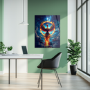 Fiery Phoenix Glass Wall Art – Rising Flame Bird UV Printed Tempered Glass Panel-KAFCD179