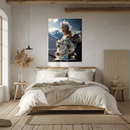 Snow Queen and Leopard Glass Wall Art – Regal Fantasy UV Printed Tempered Glass Decor-KAFCD180