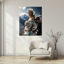 Snow Queen and Leopard Glass Wall Art – Regal Fantasy UV Printed Tempered Glass Decor-KAFCD180
