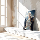 Snow Queen and Leopard Glass Wall Art – Regal Fantasy UV Printed Tempered Glass Decor-KAFCD180