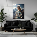 Snow Queen and Leopard Glass Wall Art – Regal Fantasy UV Printed Tempered Glass Decor-KAFCD180