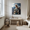 Snow Queen and Leopard Glass Wall Art – Regal Fantasy UV Printed Tempered Glass Decor-KAFCD180
