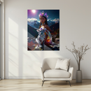 Crystal Crown Girl and Mystical Leopard Glass Wall Art – Fantasy UV Printed Tempered Glass Decor-KAFCD181