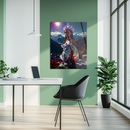 Crystal Crown Girl and Mystical Leopard Glass Wall Art – Fantasy UV Printed Tempered Glass Decor-KAFCD181